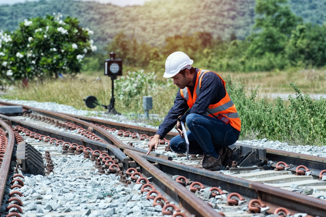 Construction worker on railways
